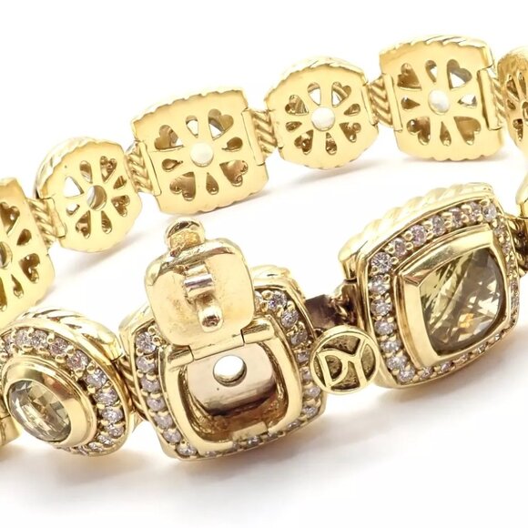 David Yurman Albion 18k Yellow Gold Diamond Lemon Citrine Link Bracelet - Picture 3 of 12